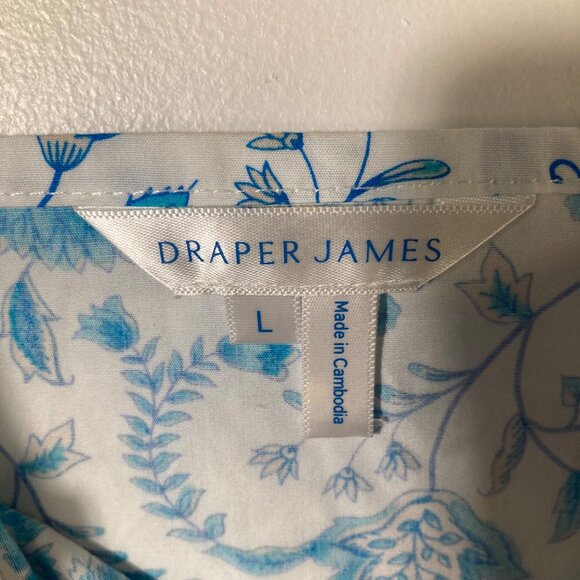 Womens Draper James Floral Smocked Sundress White Teal L Cotton - Picture 9 of 11